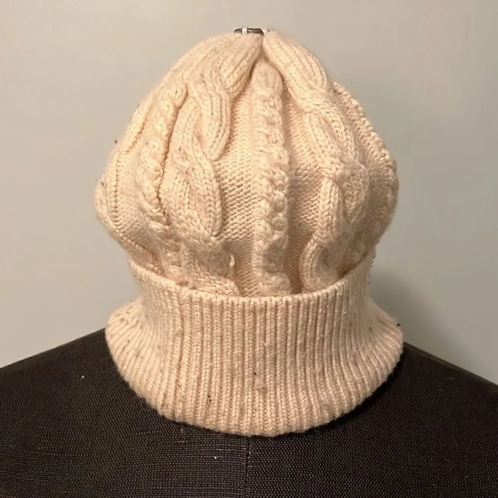 Women's Cream Cable Knit Beanie Hat